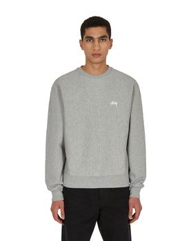 stussy卫衣直邮, STUSSY | Stock Logo Crewneck Sweatshirt Grey商品图片 额外8.6折, 额外八六折