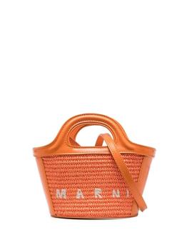 商品Marni | Marni Orange Tropicalia Micro Bag In Leather And Raffia,商家Italist,价格¥3755图片