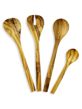French Home | 4-Piece Olivewood Serving Set,商家Saks OFF 5TH,价格¥375