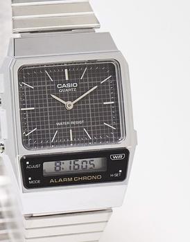 推荐Casio vintage style watch with grid face in black Exclusive at ASOS商品