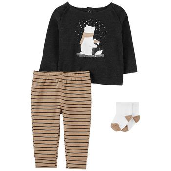 Carter's | Baby Boys Polar Bear T-shirt, Pants and Socks, 3 Piece Set商品图片,