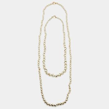 推荐Dior Miss En Dior Faux Pearls Gold Tone Metal Set of 2 Necklaces商品