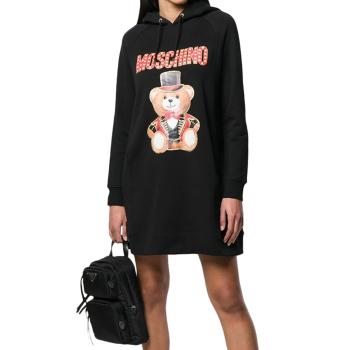 冬装莫斯奇诺卫衣, Moschino | Moschino 莫斯奇诺 黑色女士卫衣式连衣裙 EV0453-0527-3555商品图片 独家减免邮费