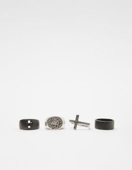 商品Bershka | Bershka 4 pack rings in silver,商家ASOS,价格¥115图片