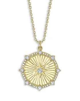 Moon & Meadow | 14K Yellow Gold Kate Diamond Starburst Medallion Pendant Necklace, 18",商家Bloomingdale's,价格¥10468