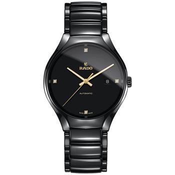 Rado | Men's Swiss Automatic True Black Diamond Accent Ceramic Bracelet Watch 40mm R27056712商品图片,额外7.5折, 额外七五折