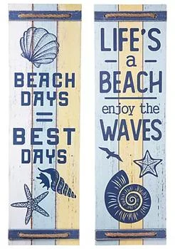 Urban Trends Collection | Home Decorative Wood Rectangle Wall Decor with "Beach Days, Best Days" and Rope Banded Design Assortment of Two Painted Finish, Polychromatic,商家Belk,价格¥1266