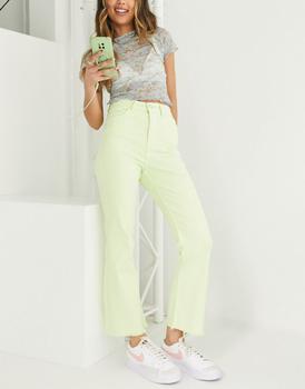 product Stradivarius cropped jean with frayed hem in washed lime image
