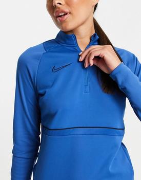 推荐Nike Football Academy drill half zip top in blue商品