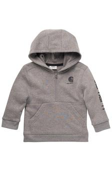 Carhartt | (CA6207) Hooded Half-Zip Sleeve Logo Sweatshirt - Charcoal Grey Heather商品图片,6.8折×额外7折, 额外七折