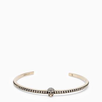 推荐Rigid gold Skull bracelet with crystals商品