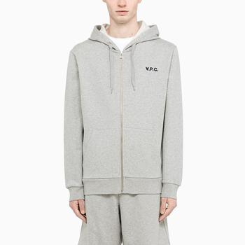 推荐Grey logo-print zipped hoodie商品