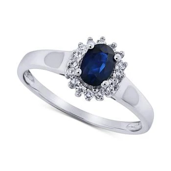 Macy's | Sapphire (5/8 ct. t.w.) & Diamond (1/8 ct. t.w.) Statement Ring in 14k White Gold,商家Macy's,价格¥3245