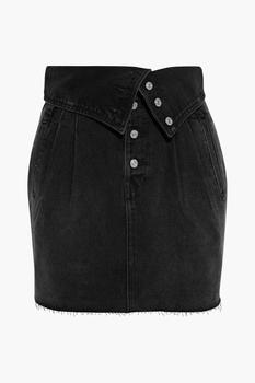 推荐80s fold-over frayed denim mini skirt商品
