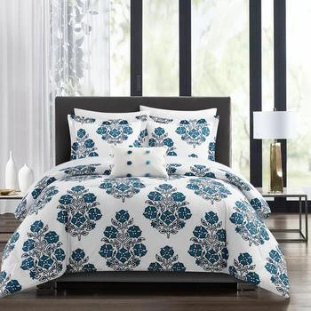Chic Home Design | Riley 8 Piece Comforter Set Large Scale Floral Medallion Print Design Bed In A Bag Bedding KING,商家Verishop,价格¥919