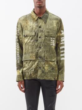 amiri衬衫, AMIRI | Army Stencil M-65-print satin shirt商品图片 