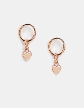 推荐Ted Baker Harrie tiny heart huggie hoop earrings in rose gold商品