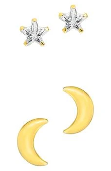 Sterling Forever | Set of 2 Crescent & Star Stud Earrings,商家Nordstrom Rack,价格¥105