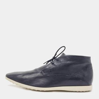 推荐Tod's Navy Blue Leather High Top Sneaker Boots Size 44商品