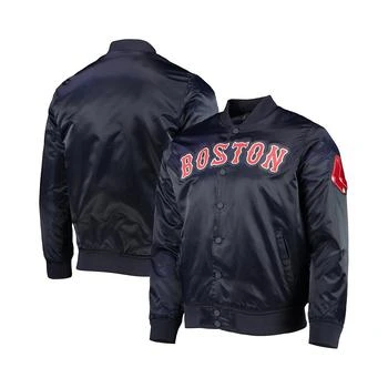 推荐Men's Navy Boston Red Sox Wordmark Satin Full-Snap Jacket商品