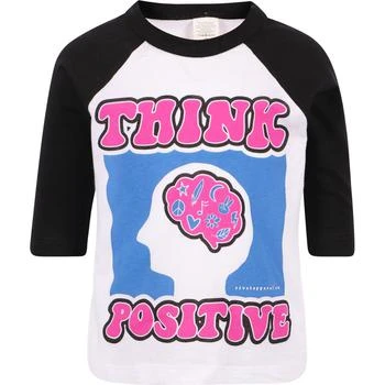 推荐Think positive print long sleeves t shirt in white商品