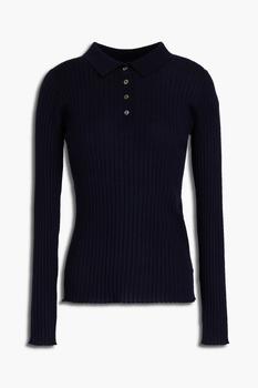 N.PEAL | Ribbed cashmere polo shirt商品图片,7折