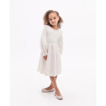 推荐Little Girls Long Sleeve Immitation-Pearl Embellished Sweater Dress商品