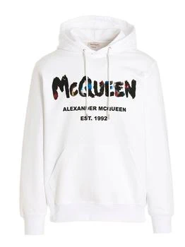 Alexander McQueen | Alexander McQueen Graffiti Logo Printed Drawstring Hoodie 7.6折