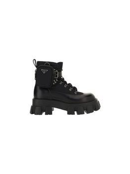推荐Prada Men's  Black Leather Ankle Boots商品