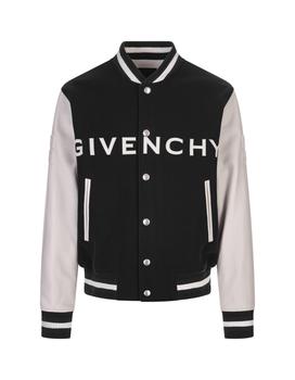 商品Givenchy | Black And White Givenchy Bomber Jacket In Wool And Leather,商家Italist,价格¥21587图片