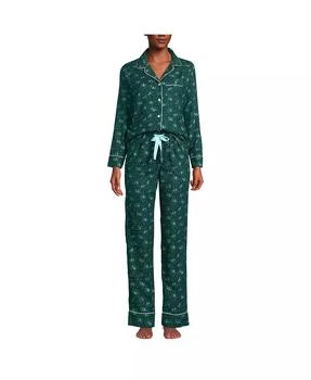 Lands' End | Women's Drapey Flannel 2 Piece Pajama Set - Top and Pants,商家Macy's,价格¥449