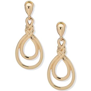Anne Klein | Gold-Tone Twisted Teardrop Clip-On Linear Drop Earrings商品图片,