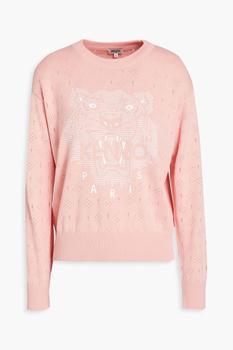 Kenzo | Appliquéd pointelle-knit cotton sweater商品图片,5折