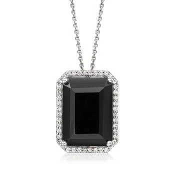 Ross-Simons | Onyx Pendant Necklace With . White Topaz in Sterling Silver,商家Premium Outlets,价格¥787