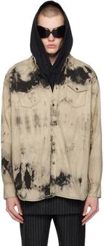 Acne Studios | Beige & Black Relaxed Fit Denim Shirt,商家Ssense US,价格¥4025