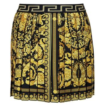 推荐Gold & Black Barocco Pleated Skirt商品