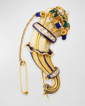 NM Estate | Estate Victorian 18K Yellow Gold Horn of Plenty Pin with Baroque Pearls and Diamonds,商家Neiman Marcus,价格¥62676