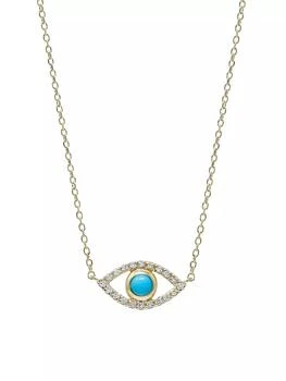 Anzie | Classique 14K Yellow Gold, 0.1 TCW Diamond & Turquoise Pendant Necklace,商家Saks Fifth Avenue,价格¥5889