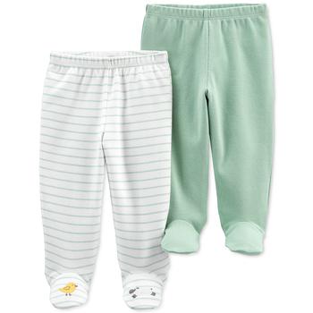 Carter's | Baby Boys or Girls 2-Pack Cotton Footed Pants商品图片,