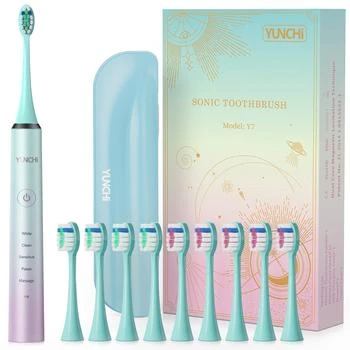 YUNCHI | YUNCHI Sonic Electric Toothbrush for Adults & Kids, Y7 Rechargeable Toothbrushes, 10 Dupont Brush Heads, 5 Modes Fast Charge for 30 Days, 40,000 VPM Motor & 2 Mins Timer Tooth Brush, Green,商家Amazon US editor's selection,价格¥207