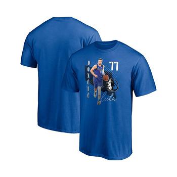 推荐Men's Luka Doncic Blue Dallas Mavericks Pick Roll T-shirt商品