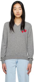 Comme des Garcons | Gray Double Heart Sweater商品图片,