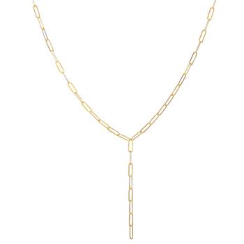 推荐Paperclip Link 18" Lariat Necklace in 18k Gold-Plated Sterling Silver, Created for Macy's商品