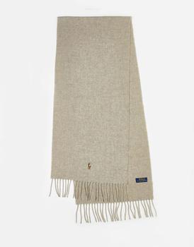 商品Ralph Lauren | Polo Ralph Lauren wool scarf in tan with pony logo,商家ASOS,价格¥660图片