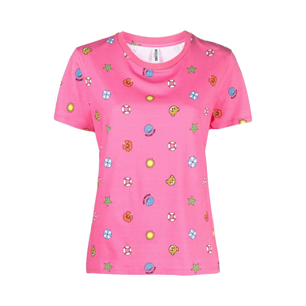 女士始祖鸟短袖, Moschino | MOSCHINO 女士粉红色印花棉质短袖T恤 1918-2132-1208商品图片 独家减免邮费