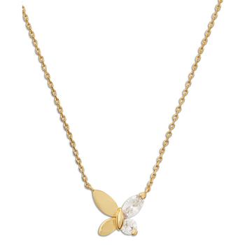 kate spade项链, Kate Spade | Gold-Tone Crystal Social Butterfly Pendant Necklace, 16" + 3" extender商品图片 