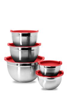 商品Stainless Steel Mixing Bowls with Airtight Lids - Red图片