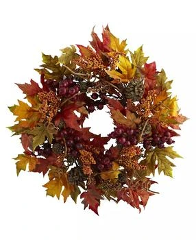 NEARLY NATURAL | 24" Maple and Berry Wreath,商家Macy's,价格¥688
