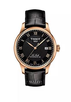 推荐Rose Gold-Tone Stainless Steel Swiss Le Locle Black Leather Strap Watch商品