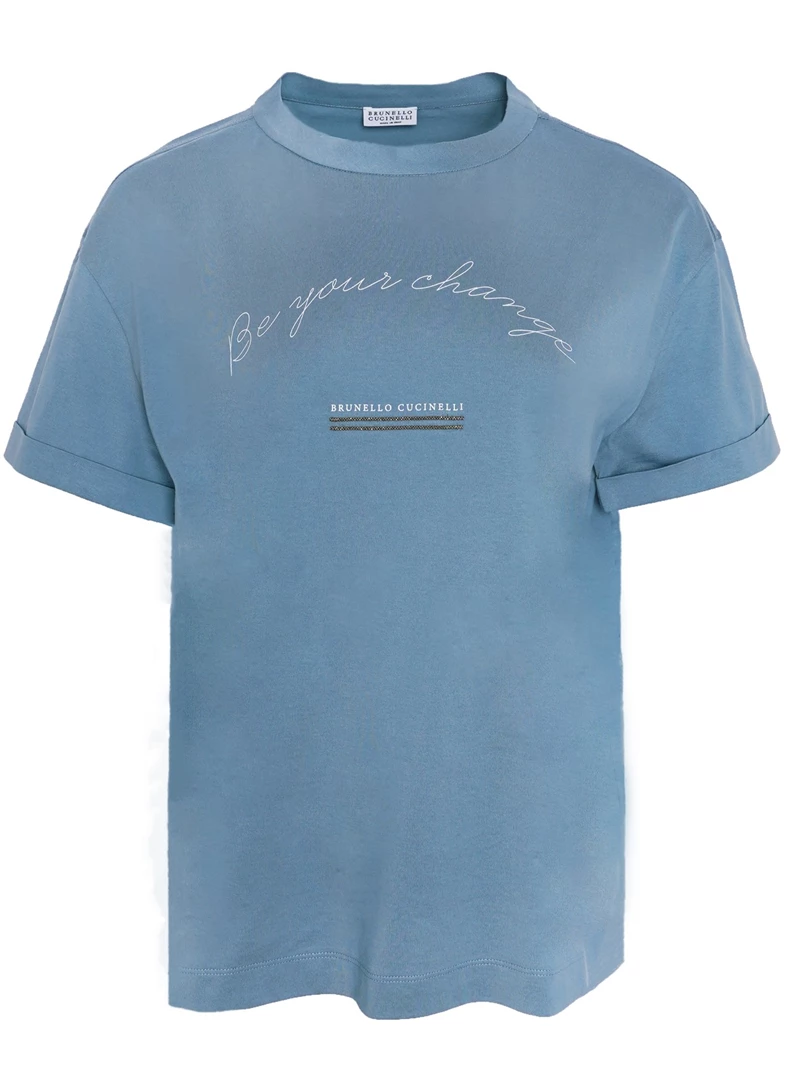 推荐BRUNELLO CUCINELLI 女士蓝色T恤 M0A45BE800-C8649商品